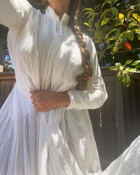 Reserved - Antique Victorian Cotton Wrapper Dress