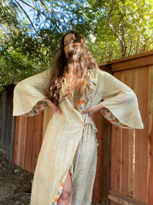 1920s Reversible Pongee Silk Kimono Sleeve Robe