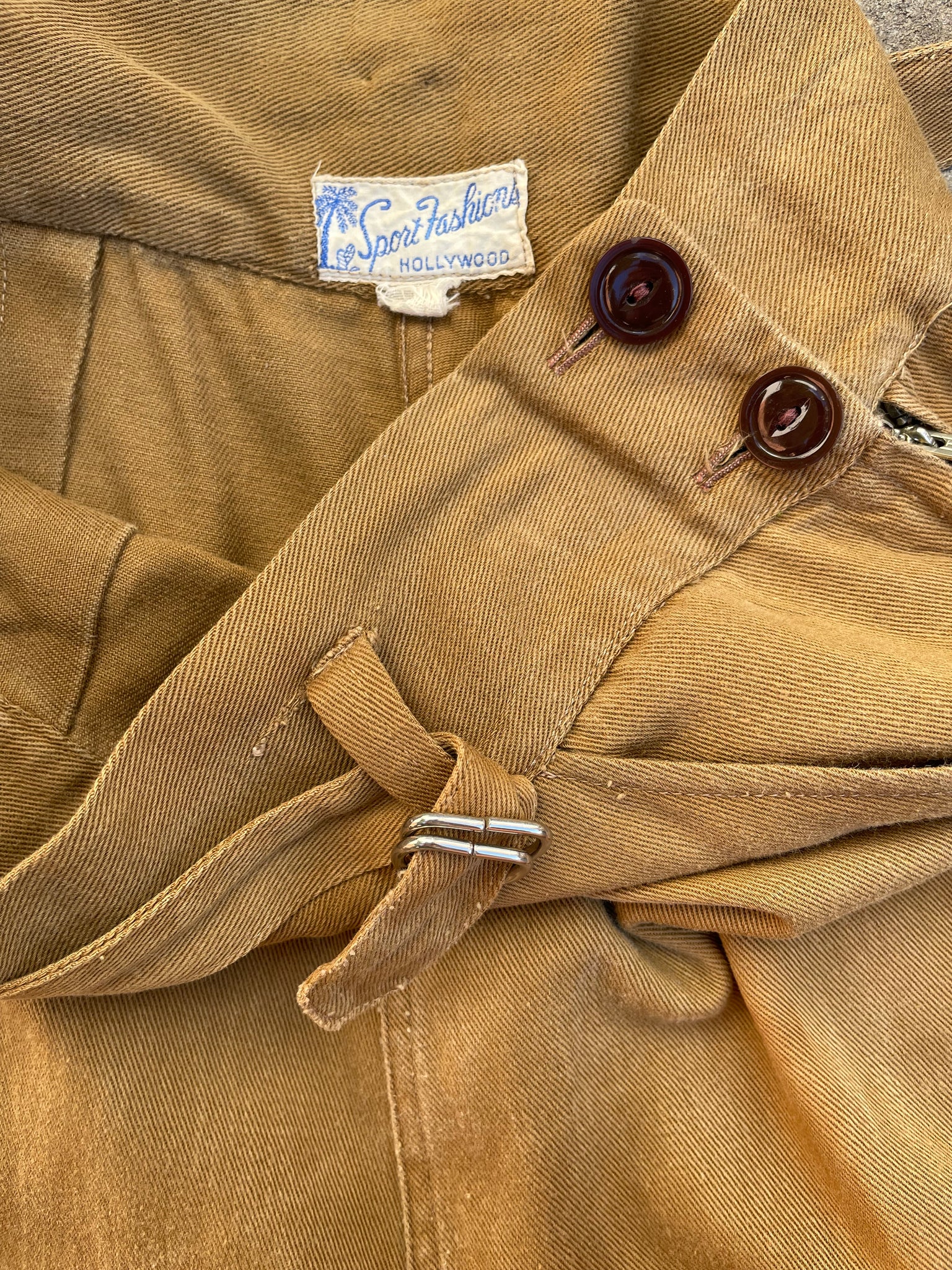 1940s Sanforized Cotton Side Button Sportswear Pants