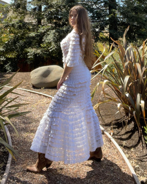 Rare Edwardian Tiered Lace Mesh Gown