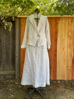 Edwardian Embroidered Linen Walking Suit