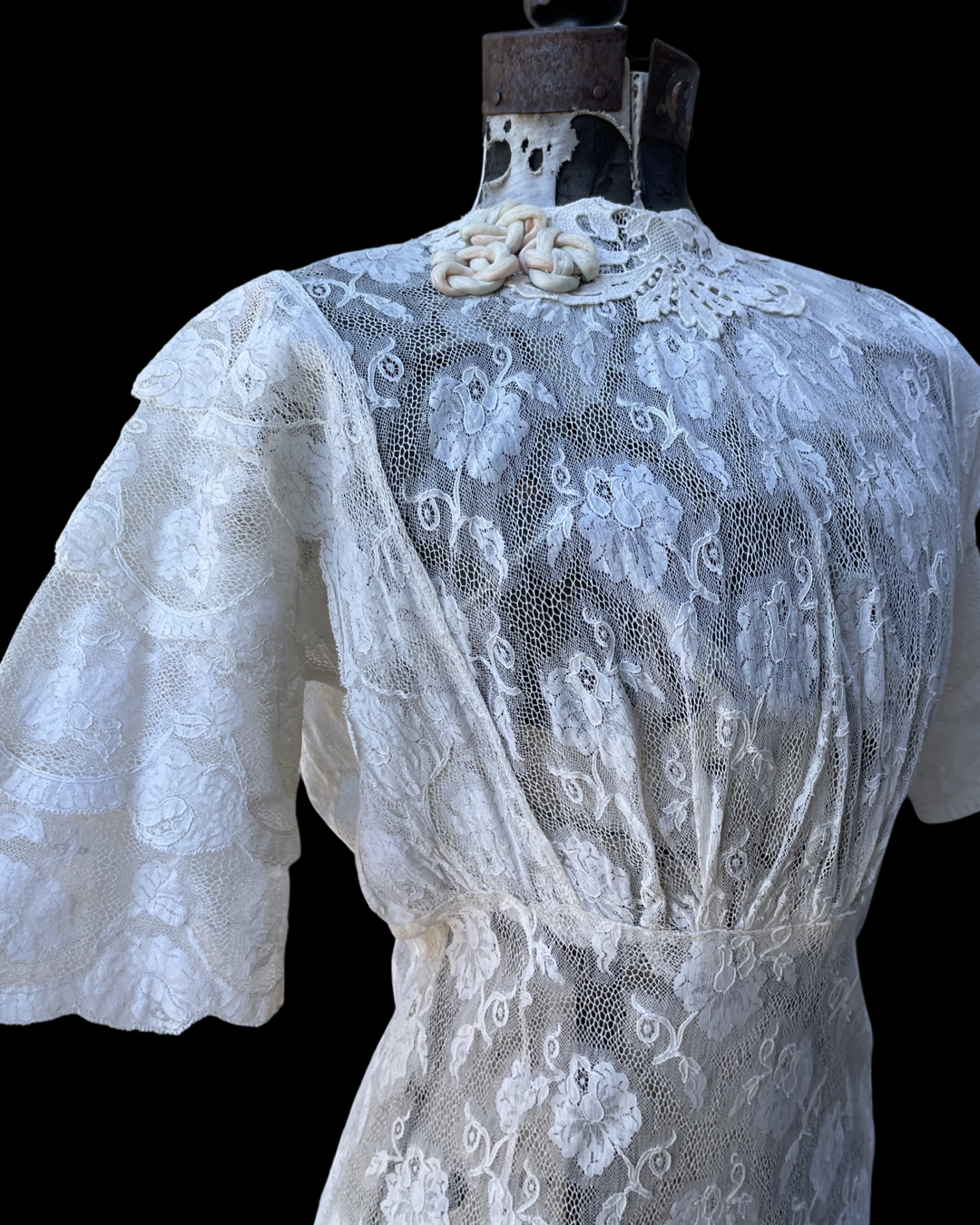 Edwardian Tiered Lace Appliqué Gown