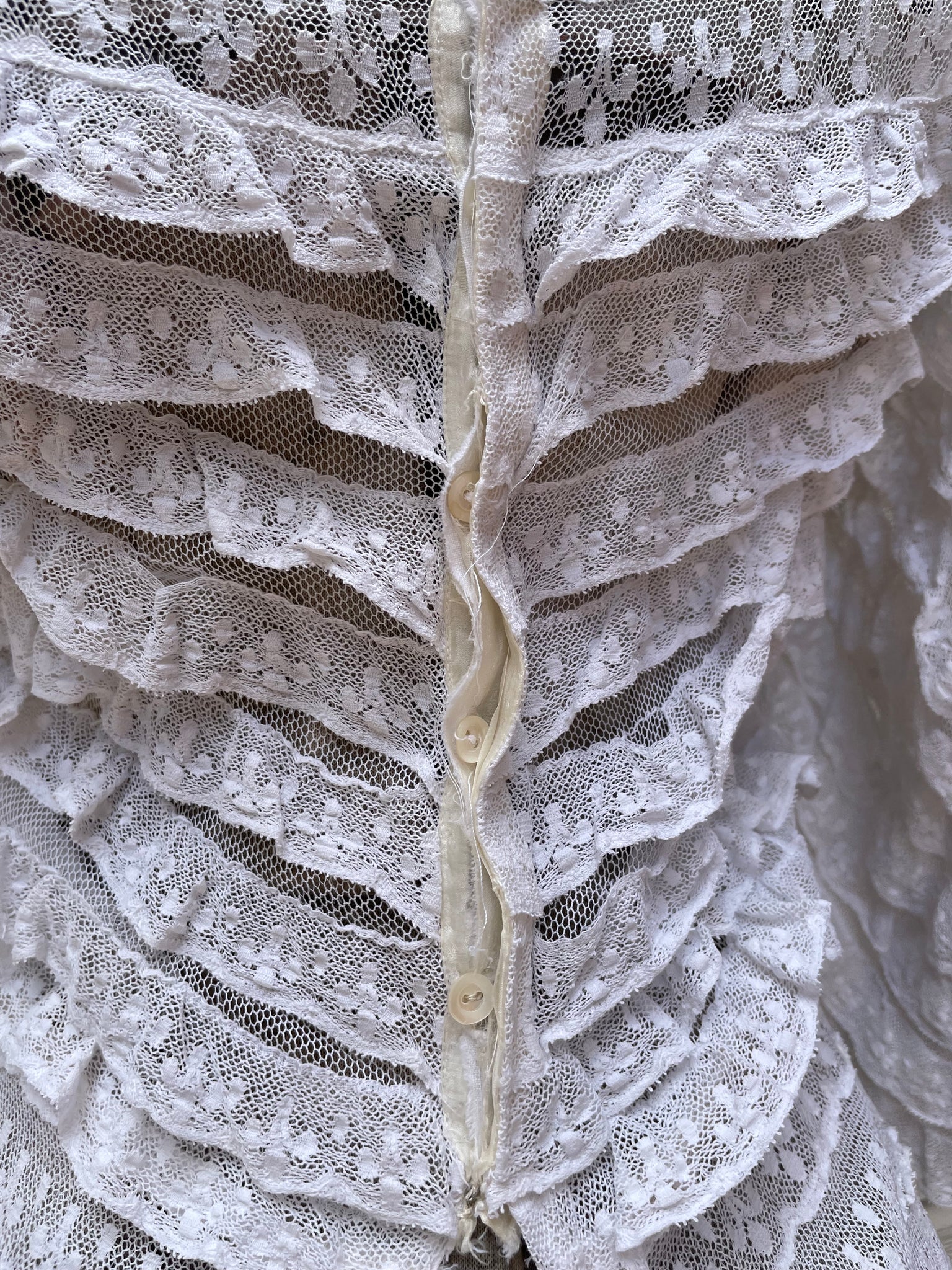 Rare Edwardian Tiered Lace Mesh Gown