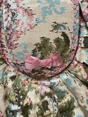 Early 1900s Floral Cloth Ditty/ Sewing Handbag