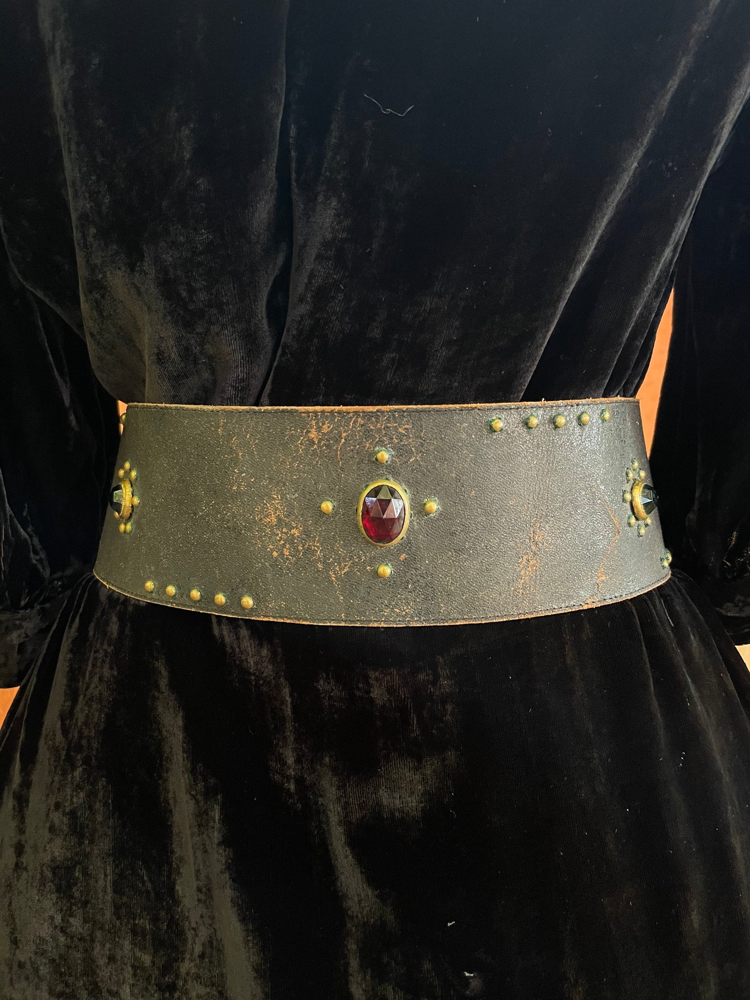 1940s Wide Studded & Jeweled Belt