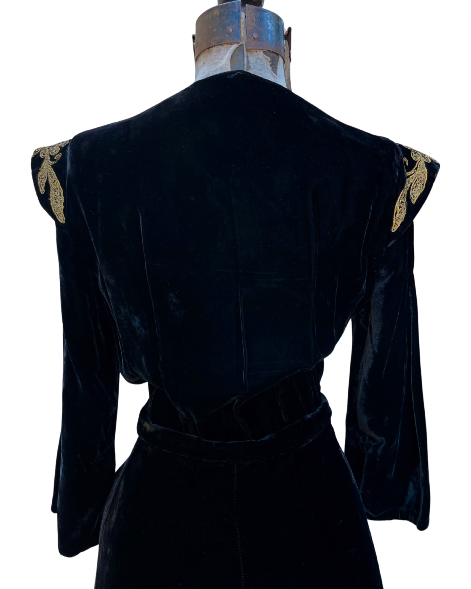 1940s Zip Front Velvet Dress