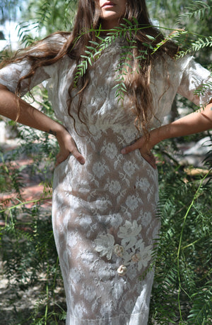 Edwardian Tiered Lace Appliqué Gown