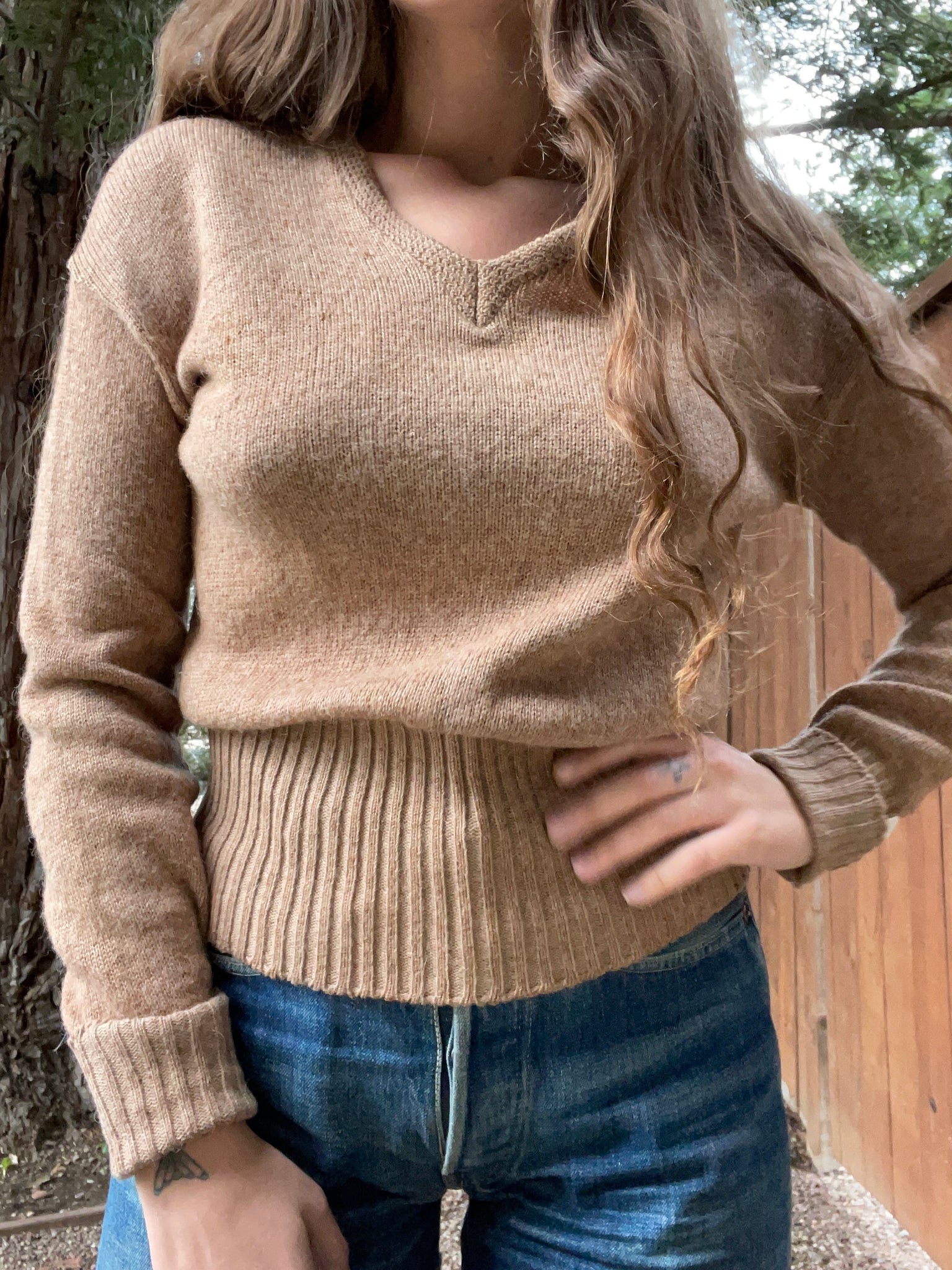 1930s Taupe Wool Knit Sweater