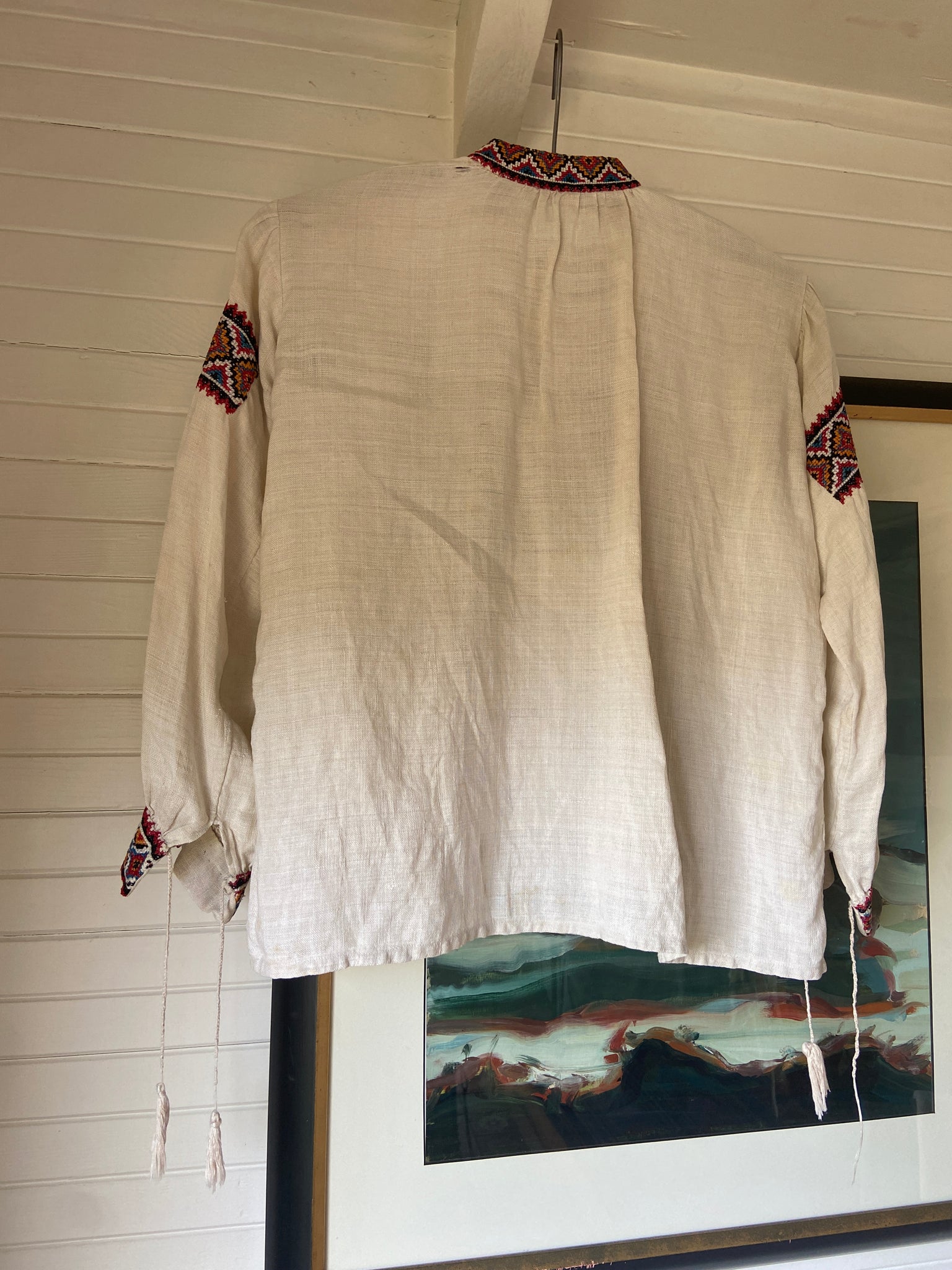 1930s Cross Stitch Linen Peasant Blouse