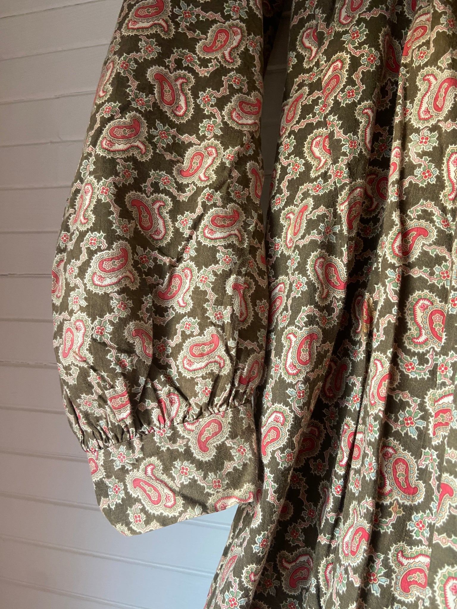 1890s Paisley Cotton Wrapper Dress