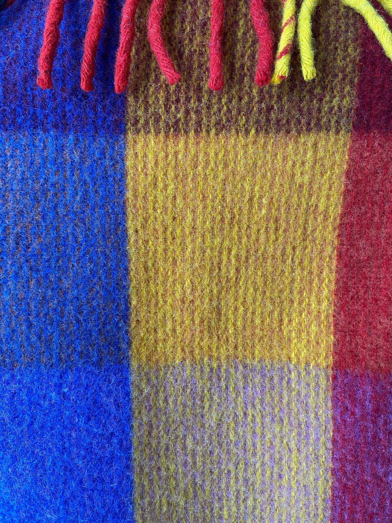 1950s Rainbow Loomed Checkered Fringe Sweater