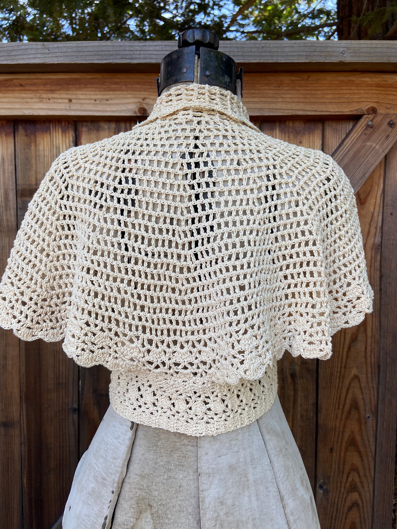 1930s Hand Crochet Cropped Cardigan Blouse