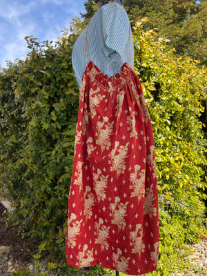 Antique 1800s French Turkey Red Drawstring Bag