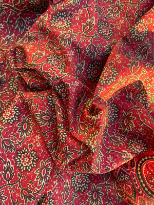 Antique 1800s Turkey Red Silk Bandana