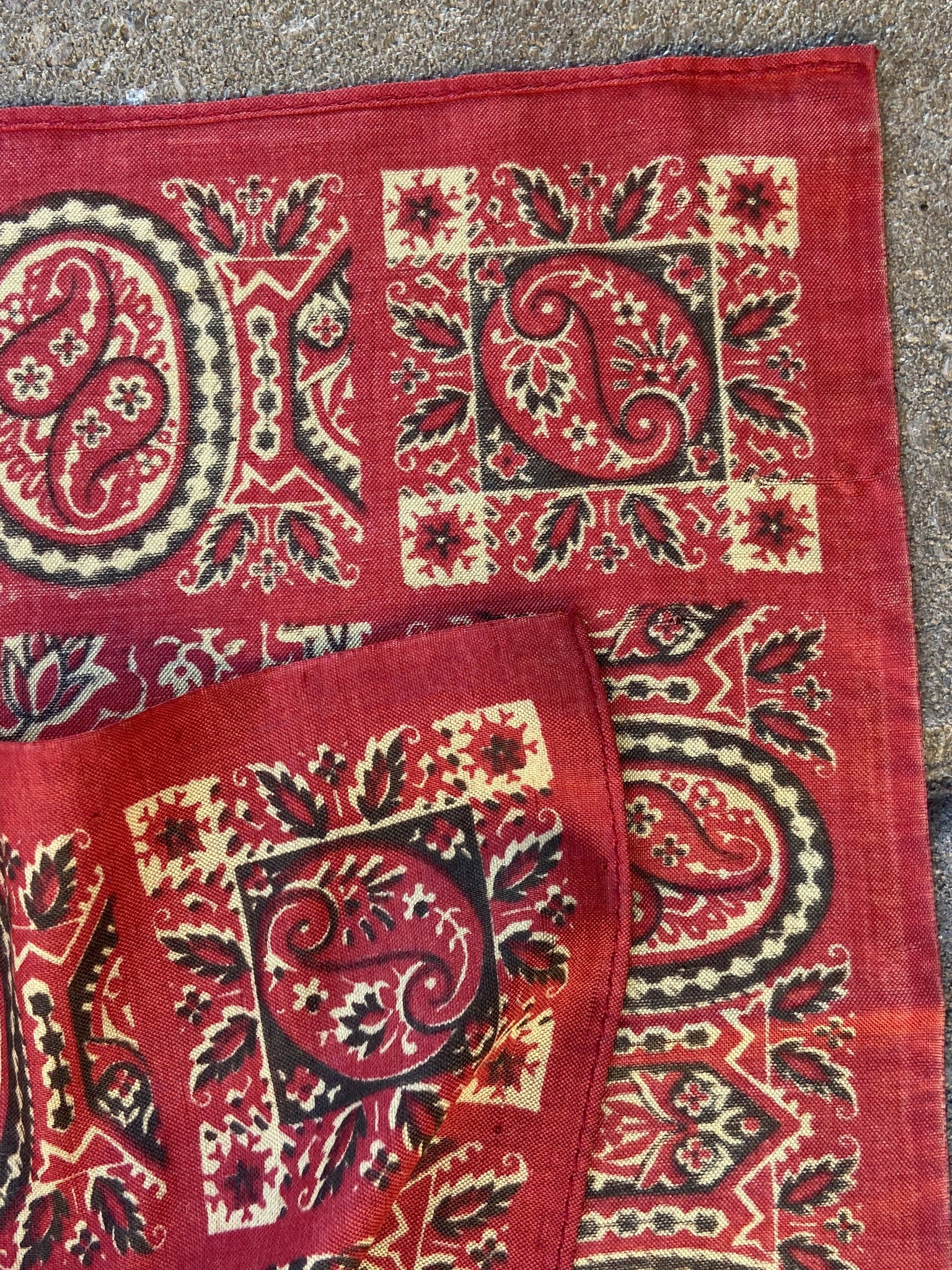 Antique 1800s Turkey Red Silk Bandana