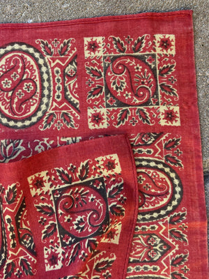 Antique 1800s Turkey Red Silk Bandana