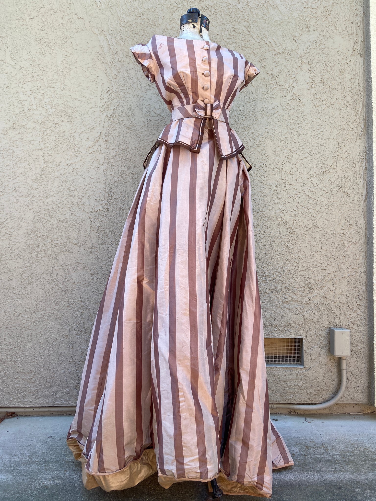 Antique 1860s Striped Evening Dress