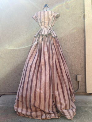 Antique 1860s Striped Evening Dress