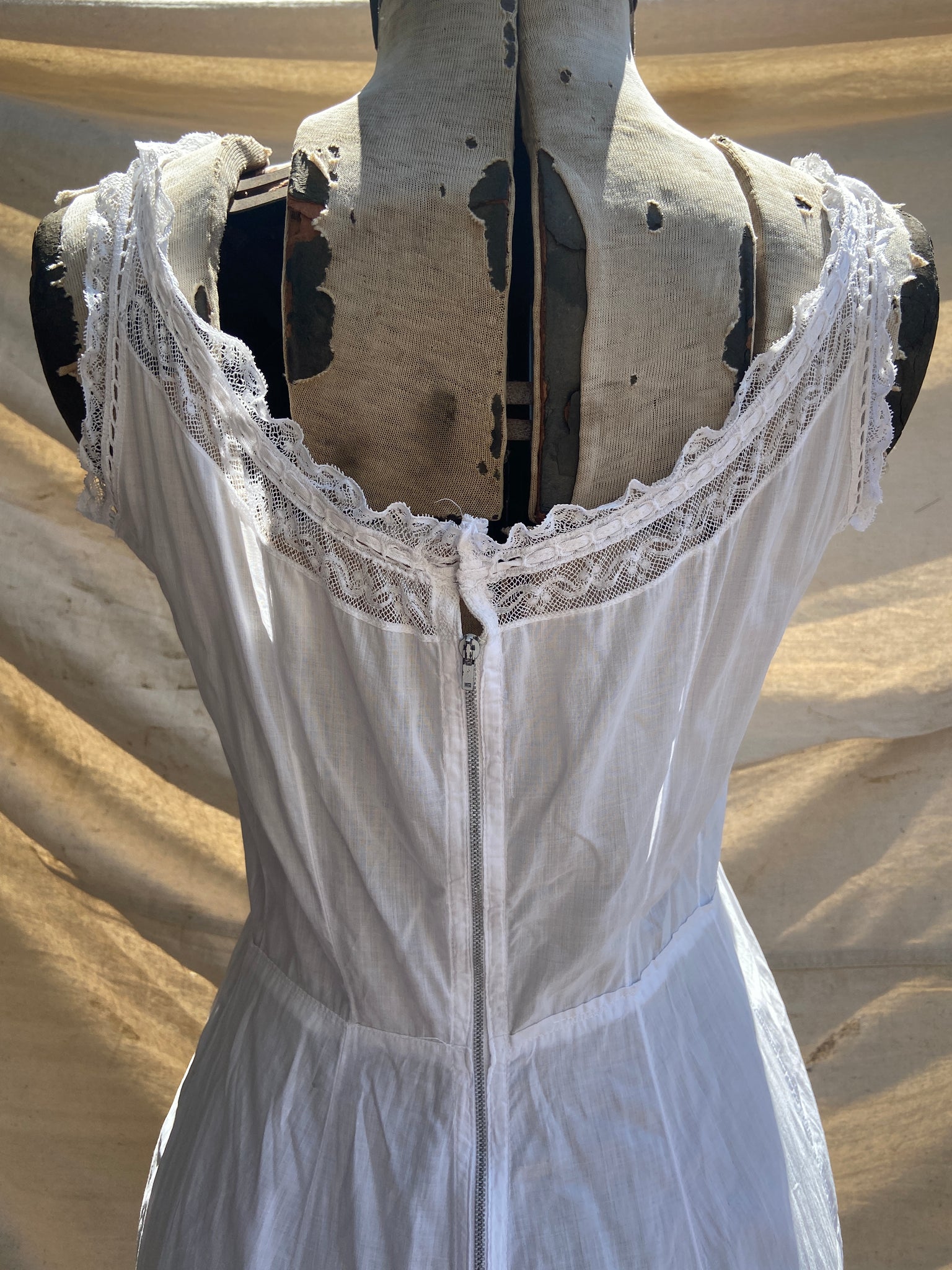 1930s Fine Cotton & Lace Slip Dress