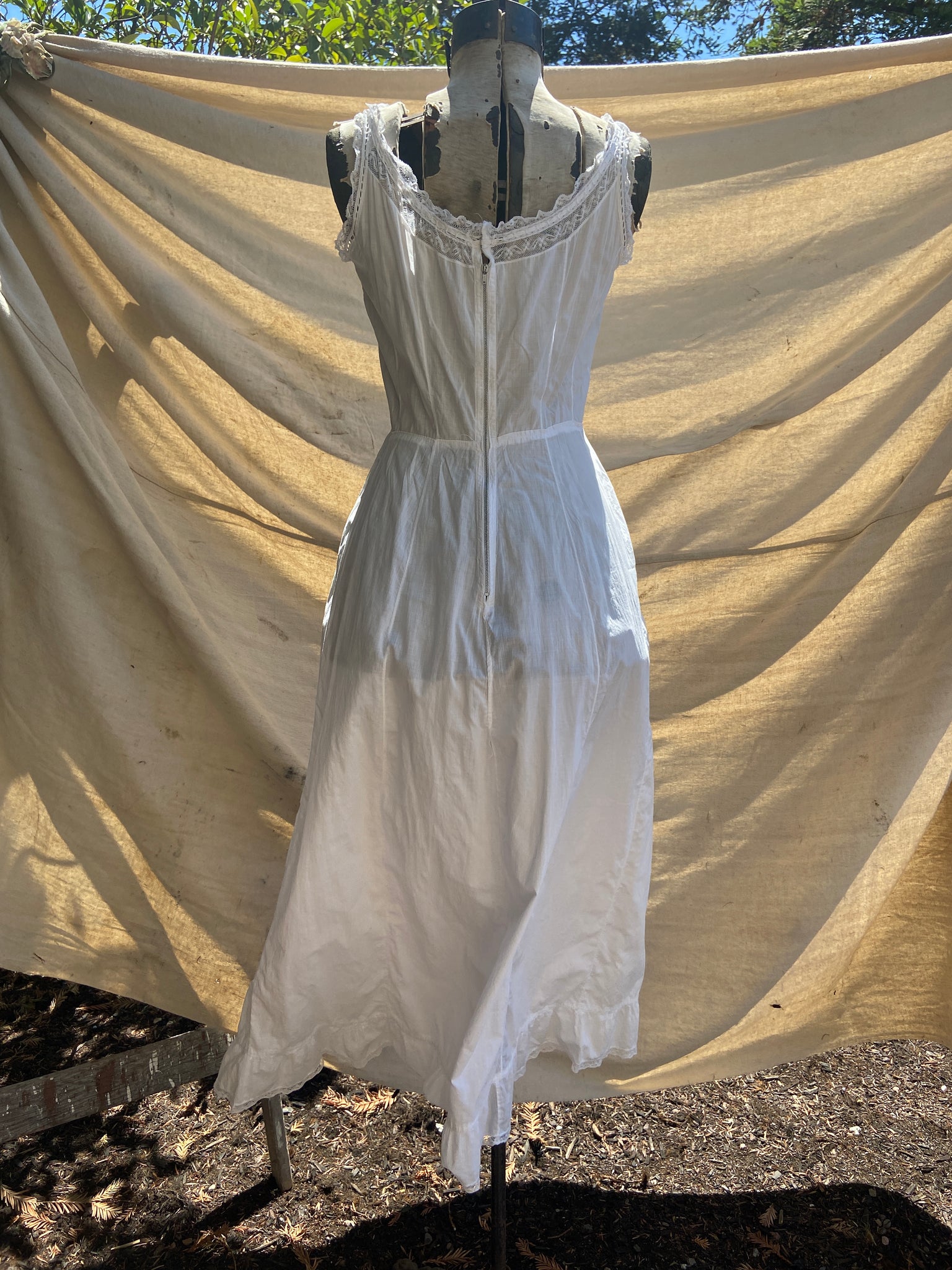 1930s Fine Cotton & Lace Slip Dress
