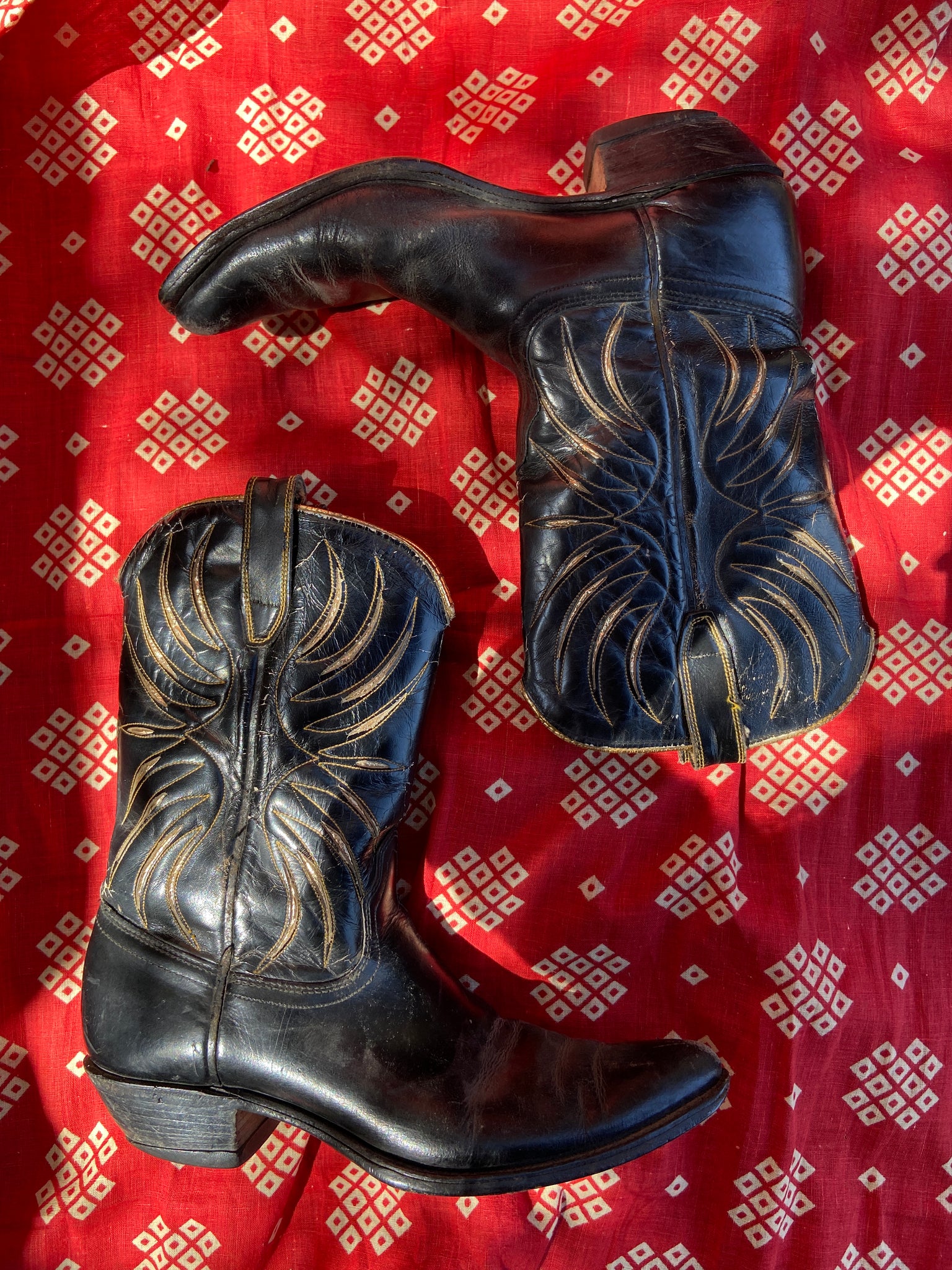1950s Acme Gold Inlay Cowboy Boots 8.5