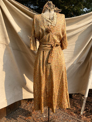 Late 1920s Autumnal Voile Day Dress