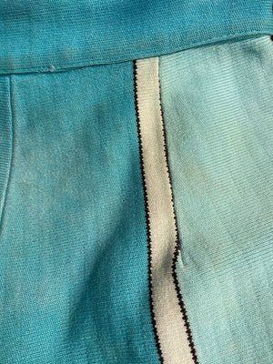 1950s Knit Color-blocked Side Button Shorts