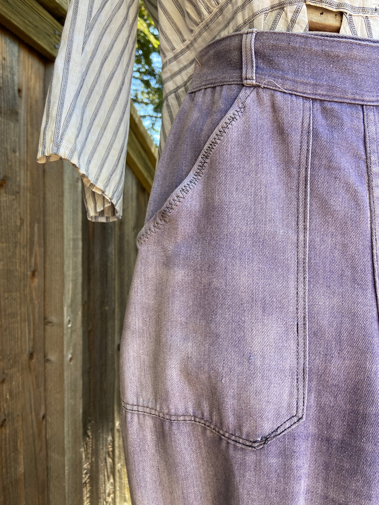1940s Side Button Faded Moleskin Work Wear Pants