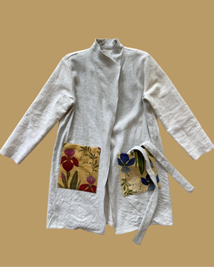 Moaniala Slate Grey Linen and Ivory Jacket