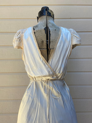 1930's Silk & Rayon Cap Sleeve Evening Slip