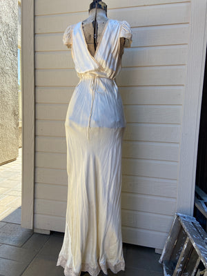 1930's Silk & Rayon Cap Sleeve Evening Slip