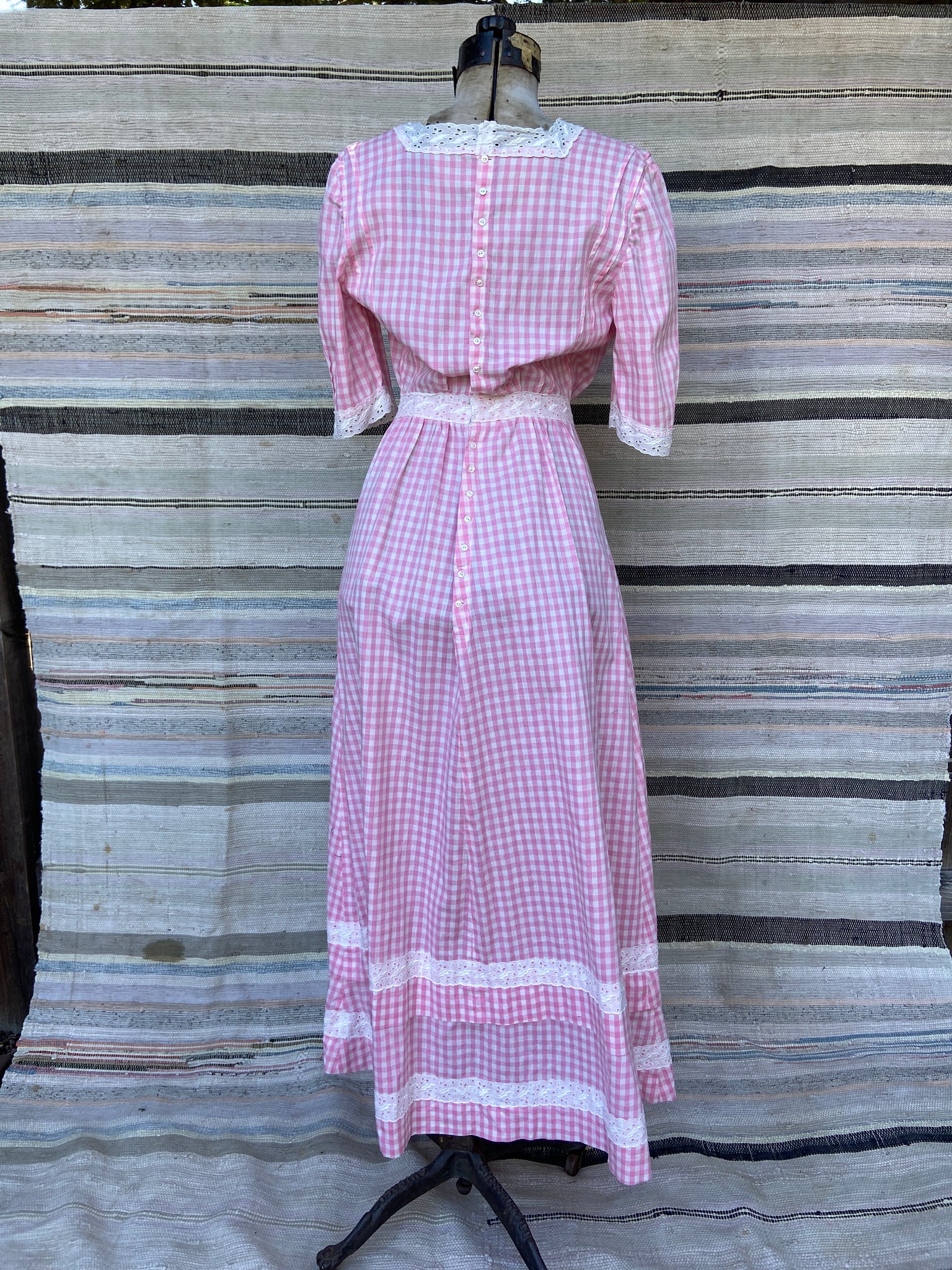 1930s Does Edwardian Pink Gingham Dress
