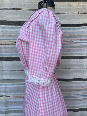 1930s Does Edwardian Pink Gingham Dress