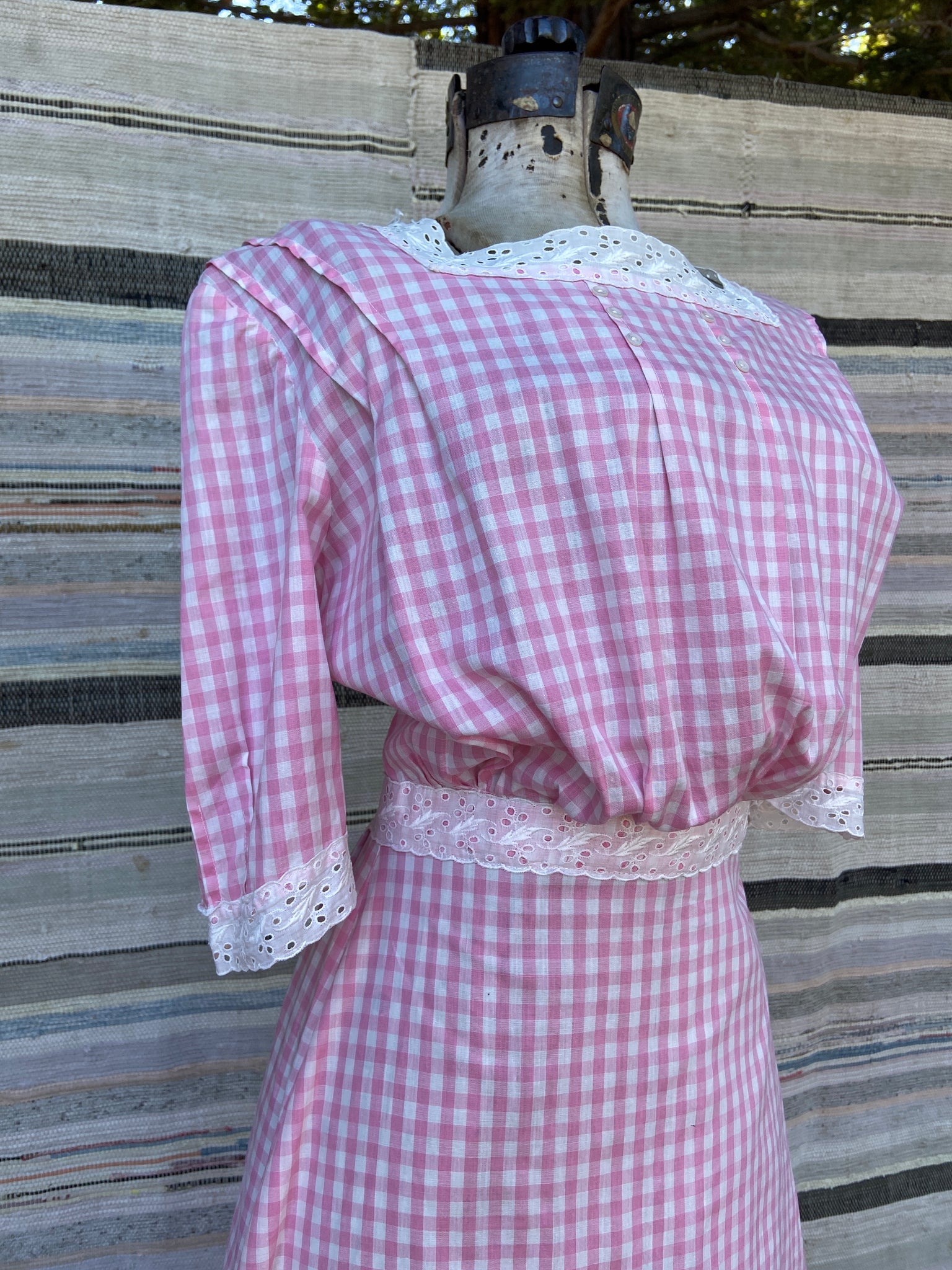 1930s Does Edwardian Pink Gingham Dress