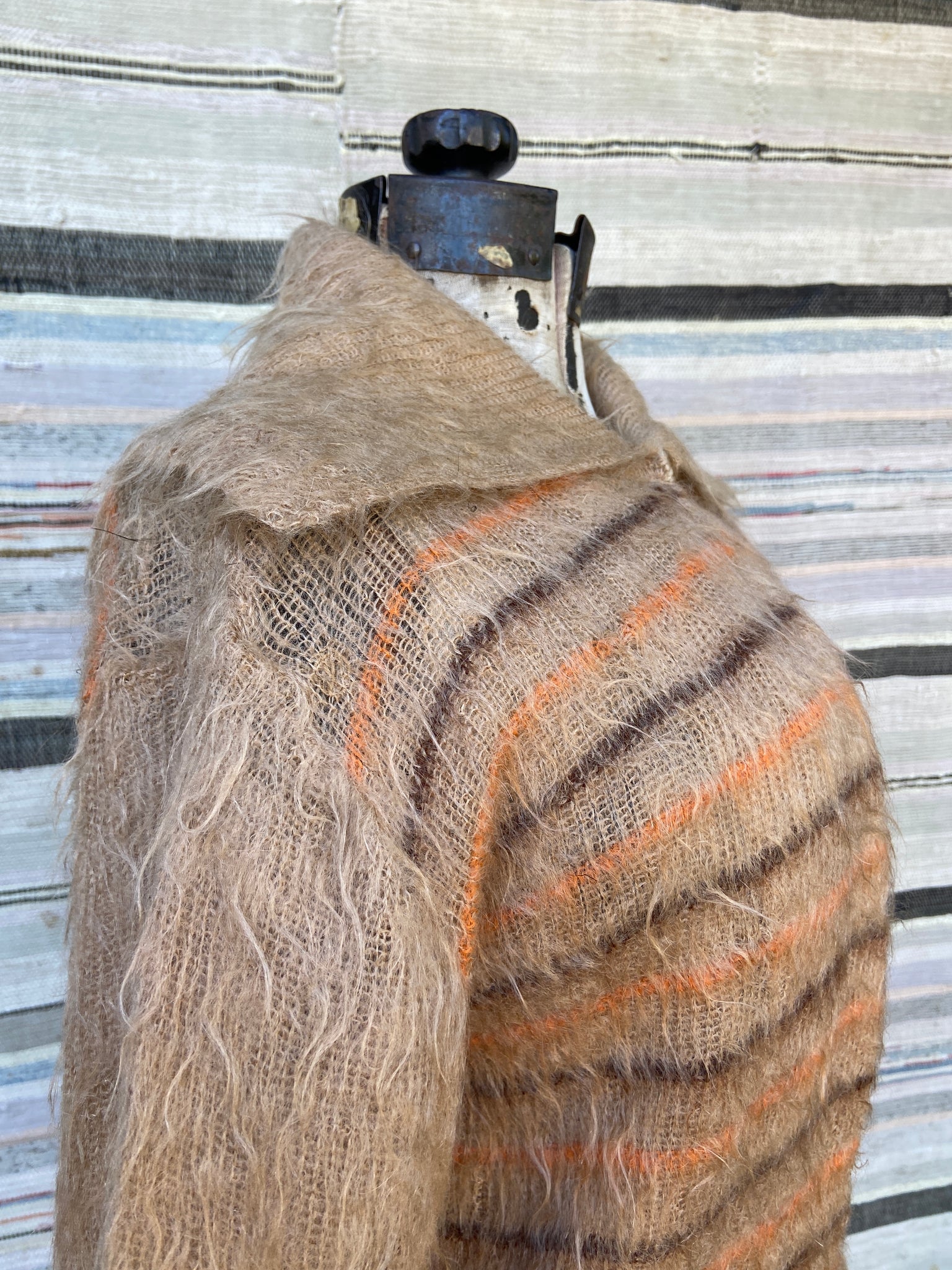 Rare 1920's Striped Mohair Sports Sweater/ Cardigan