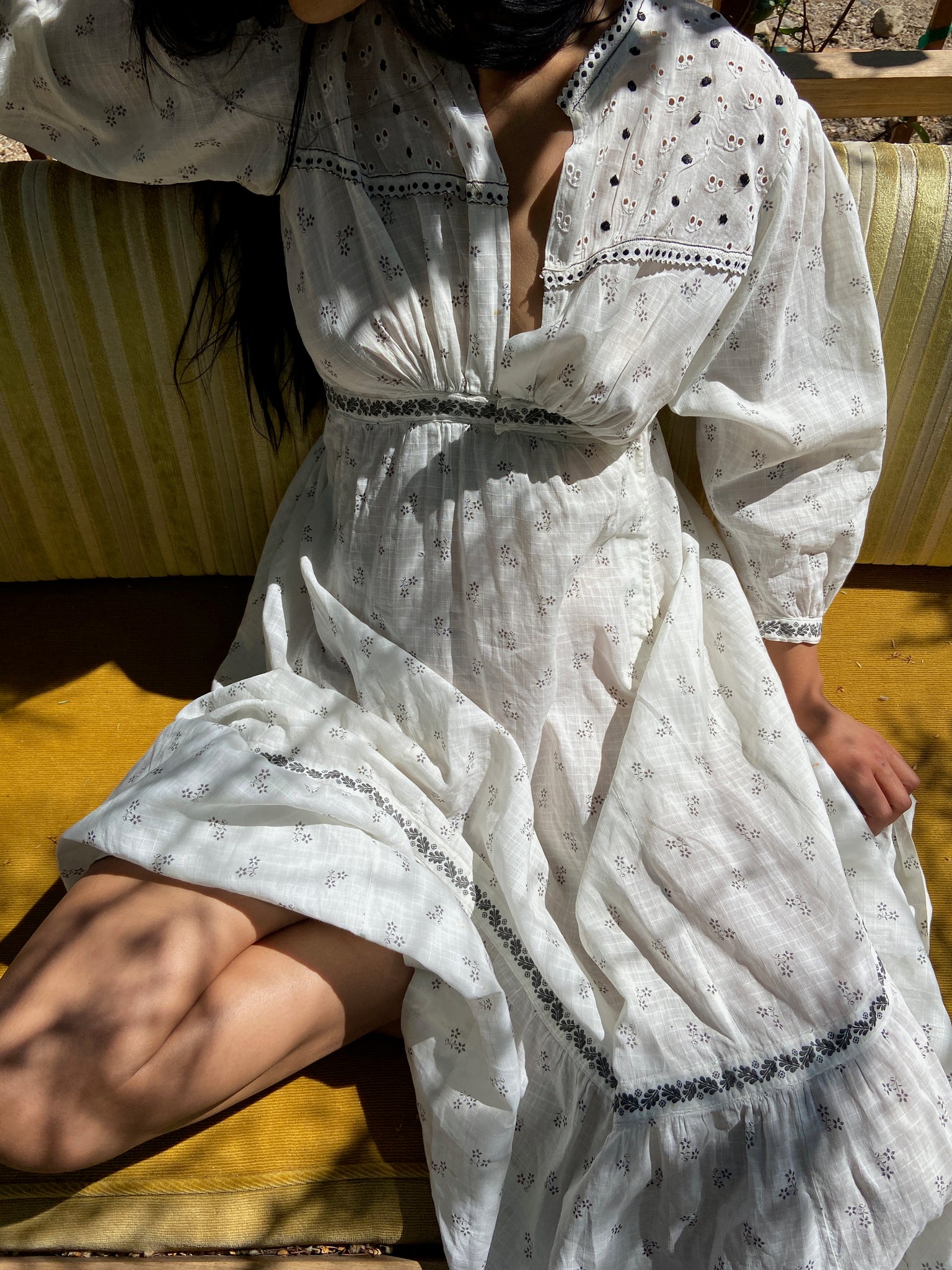 Late 1800s Calico & Eyelet Prairie Dress