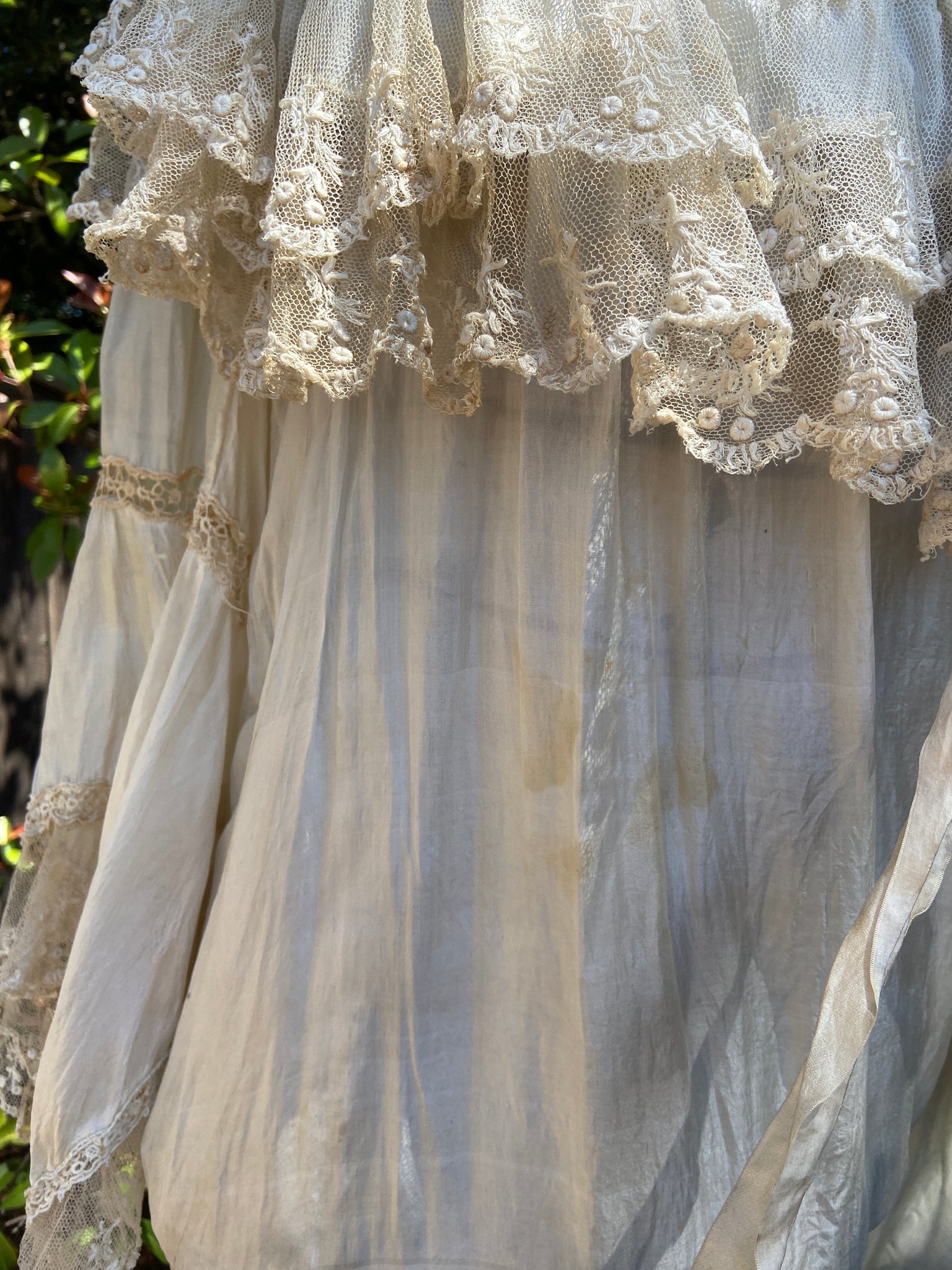 Antique Early 1900s Silk & Lace Empire Tea Gown