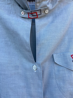 1940s Embroidered Chambray Blouse