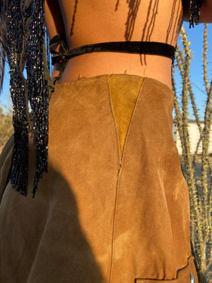 1930s Canvas Studded Cowgirl Split Skirt