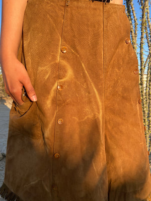 1930s Canvas Studded Cowgirl Split Skirt