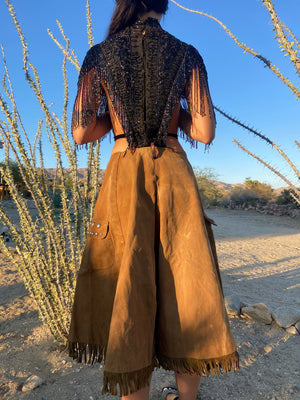 1930s Canvas Studded Cowgirl Split Skirt