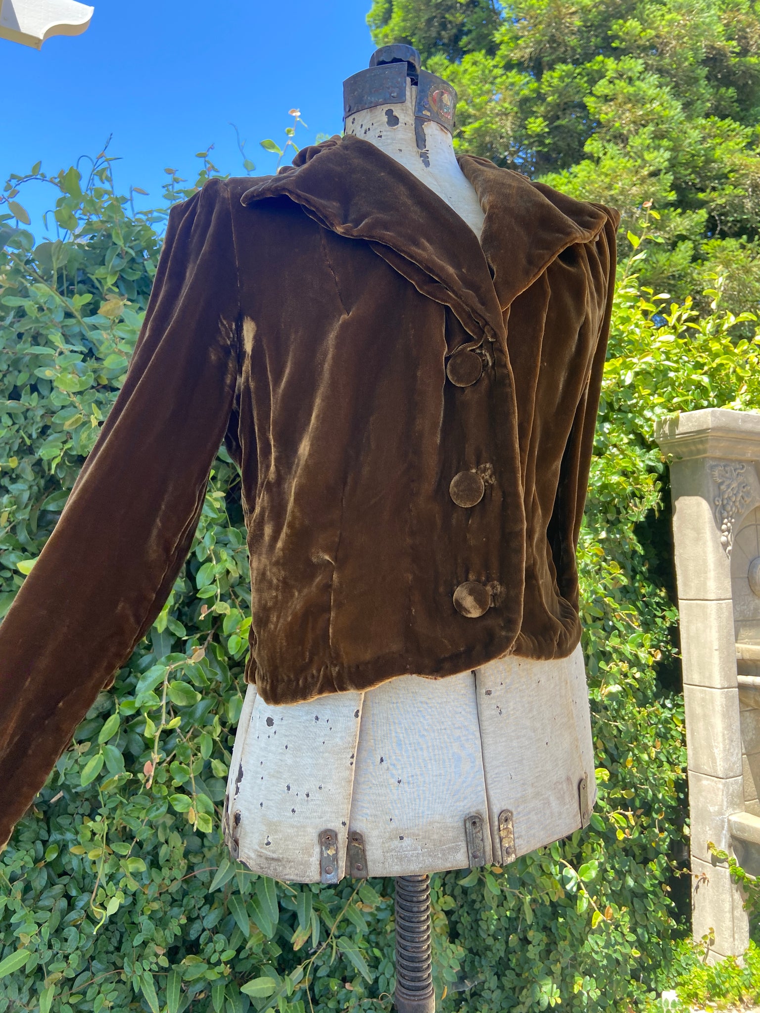 30s/40s Golden Brown Crushed Velvet Jacket