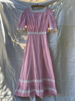 1930s Does Edwardian Pink Gingham Dress