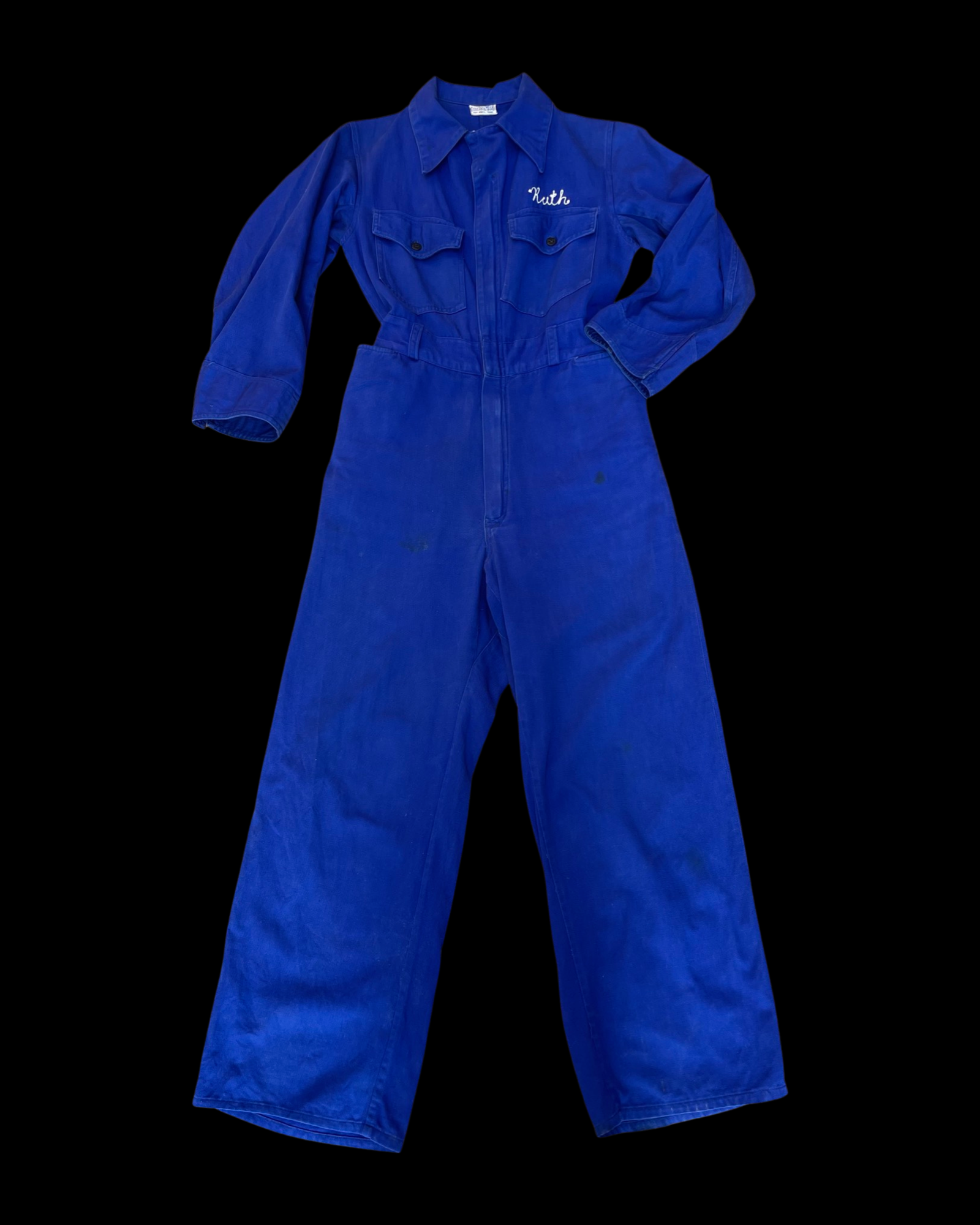 RARE ‘Ruth’ ( His + Hers ) Ladies 1930s/1940s Indigo Chain Stitched ' Fort Worth Lone Star Motorcycle Club' Coveralls