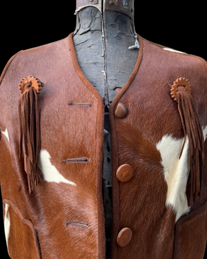 1940s Pony Hair Hair on Hide Suede Fringe Western Vest Rare