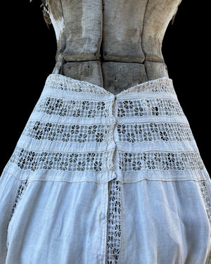 Antique Edwardian Cutwork Linen Walking Skirt