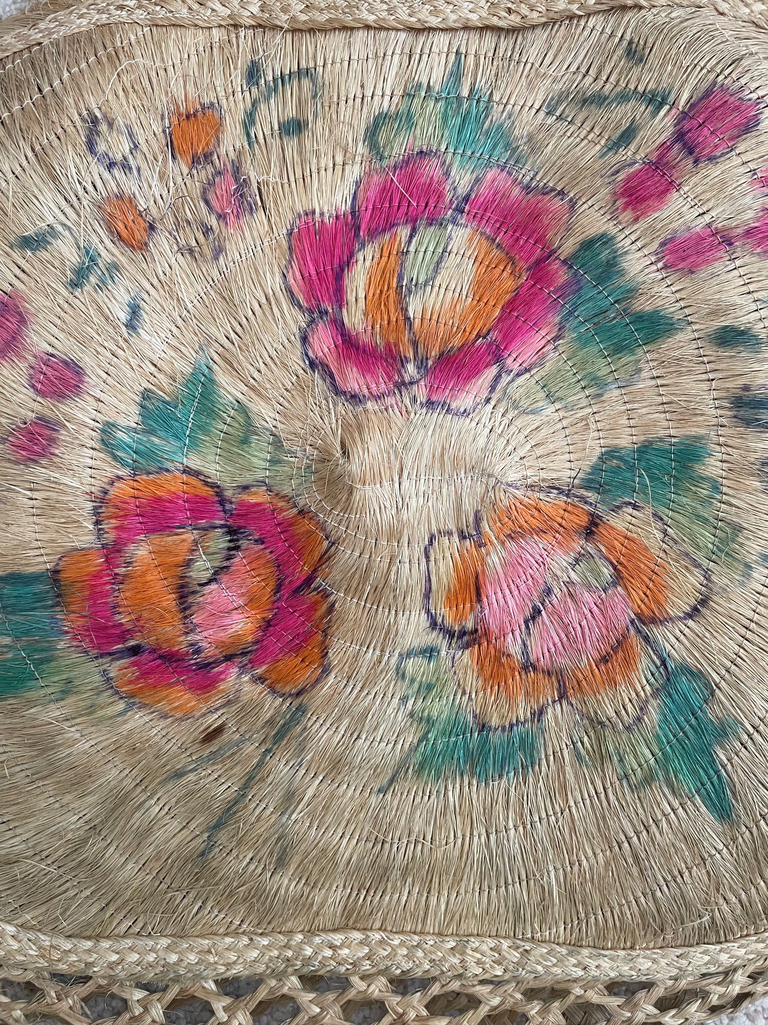 1940s Hand Painted Straw Bag