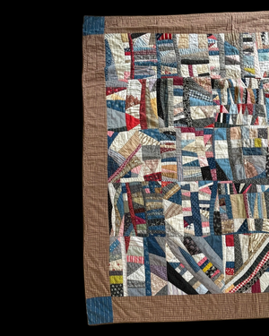 Antique 19th Century Folk Art Cotton Crazy Quilt