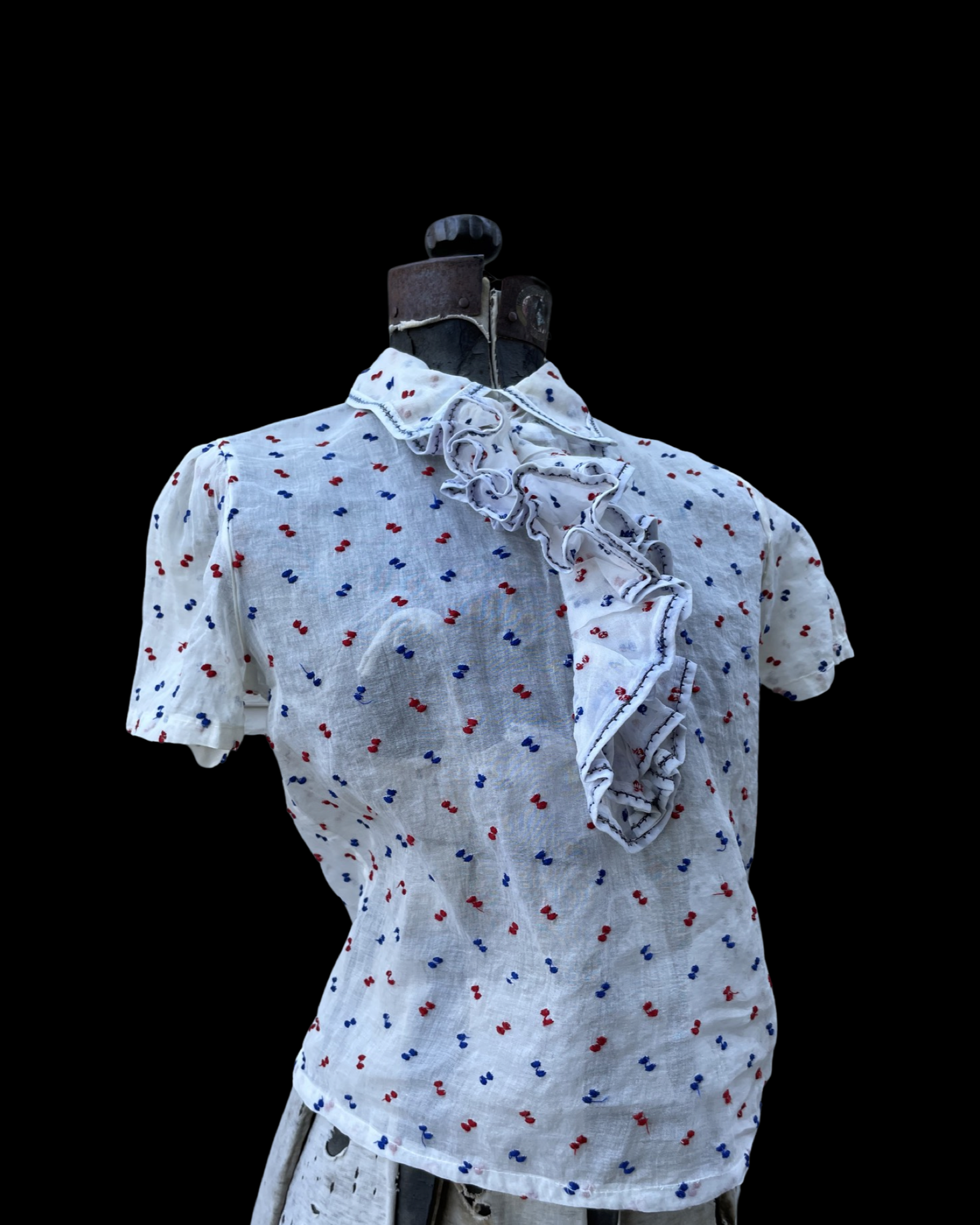 Vintage 1930s Polka Dot Organdy Blouse