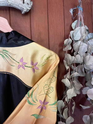 1940s Marigold Embroidered Satin Western Shirt